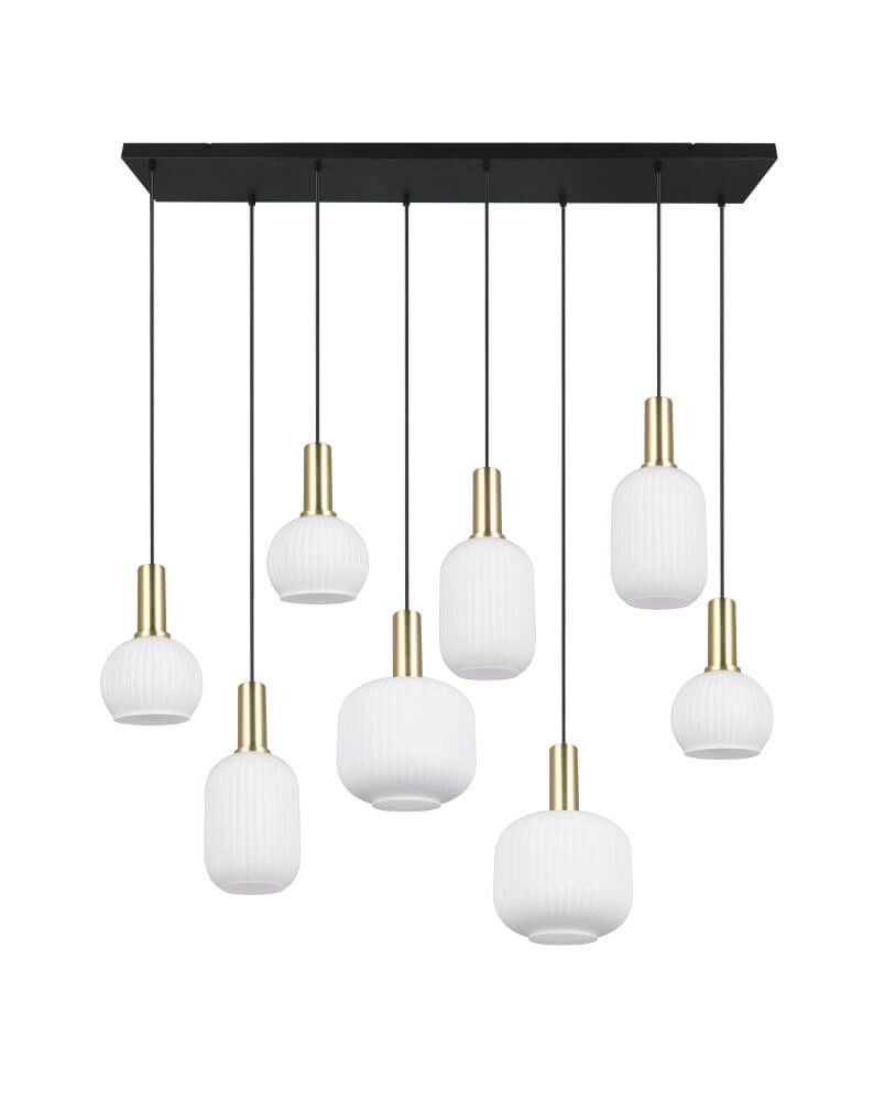 Lampe suspendue pour salle à manger Diva 8 lumières - verre blanc Trio 4017807614527