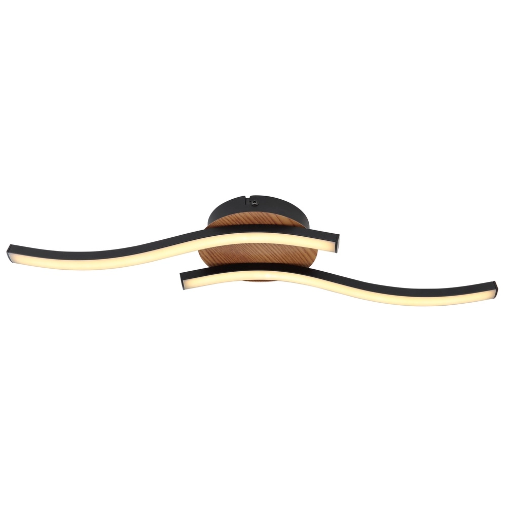 Lampe de plafond noire Evita avec du bois Globo 9007371416172