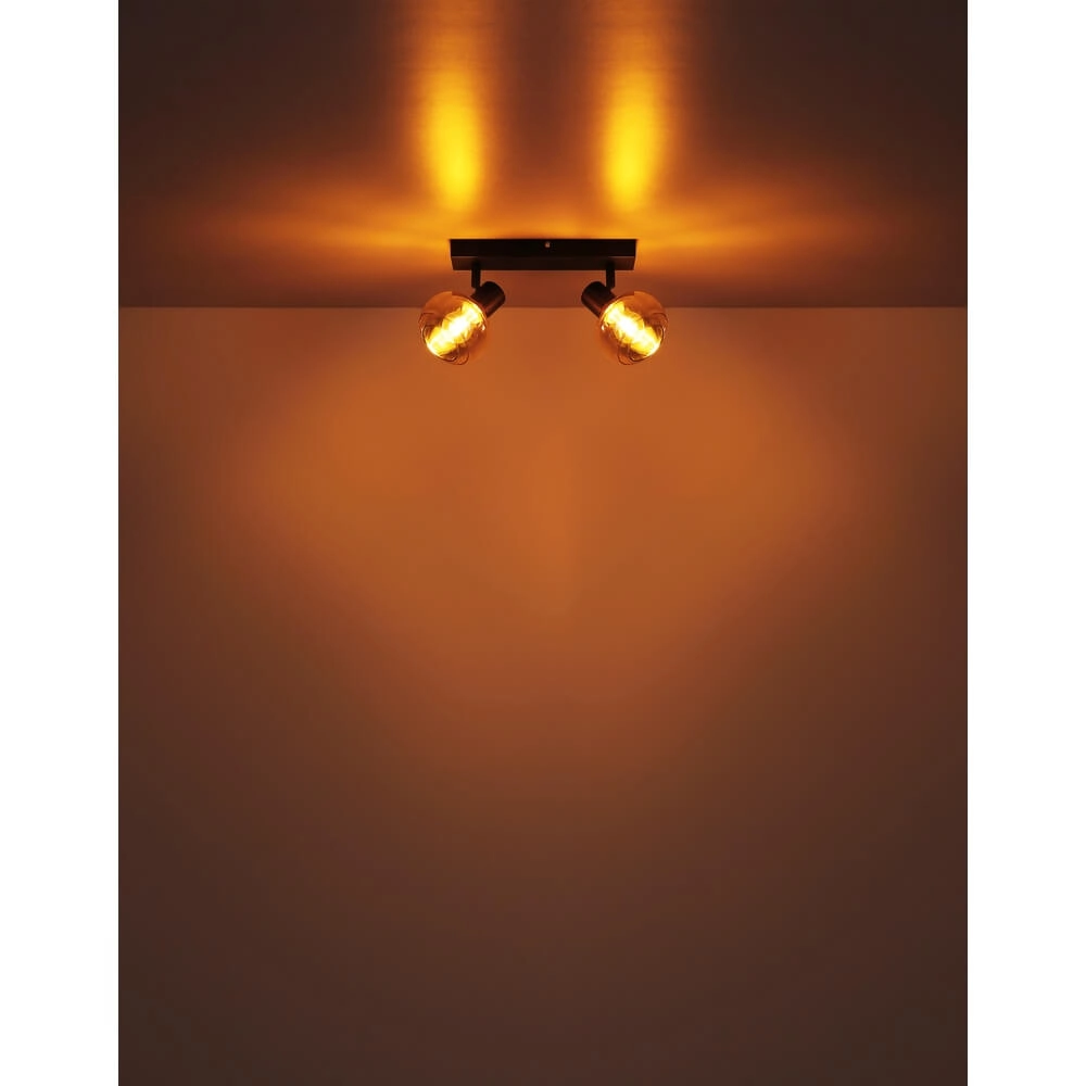 Plafonnier noir Tokki Verre fumé ambré à 2 lumières Globo 9007371455027