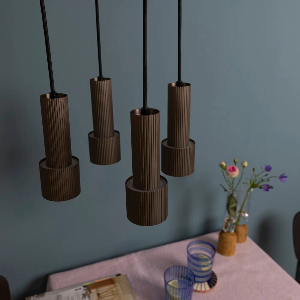 Lampe suspendue ronde Cadiz noir avec du bronze Brilliant 4004353446955