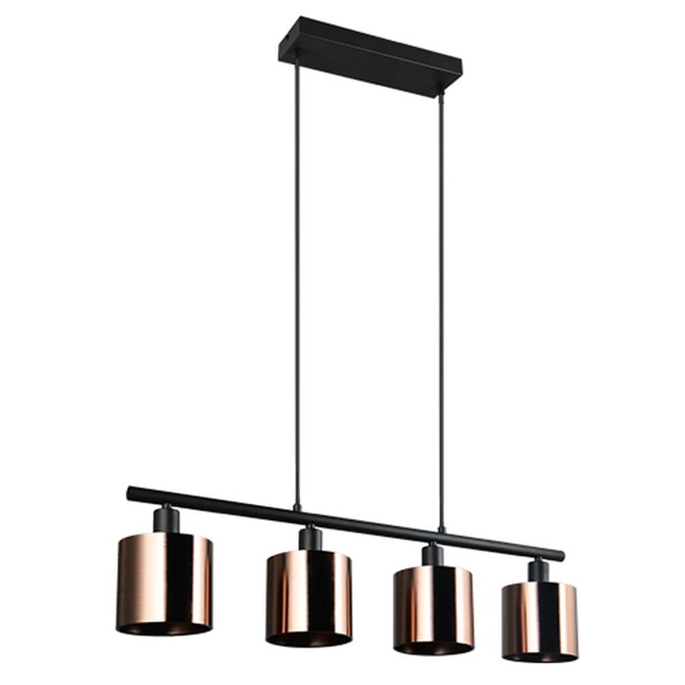 Suspension 4 lumières Jason noir avec bronze cuivré Trio 4017807641172