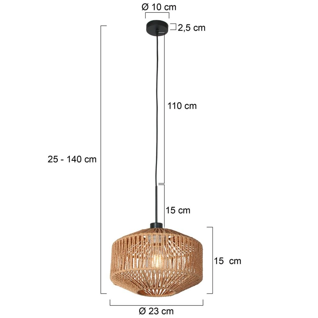 Lampe suspendue Ropex avec teinte en rotin Ø23cm Steinhauer 8712746182750