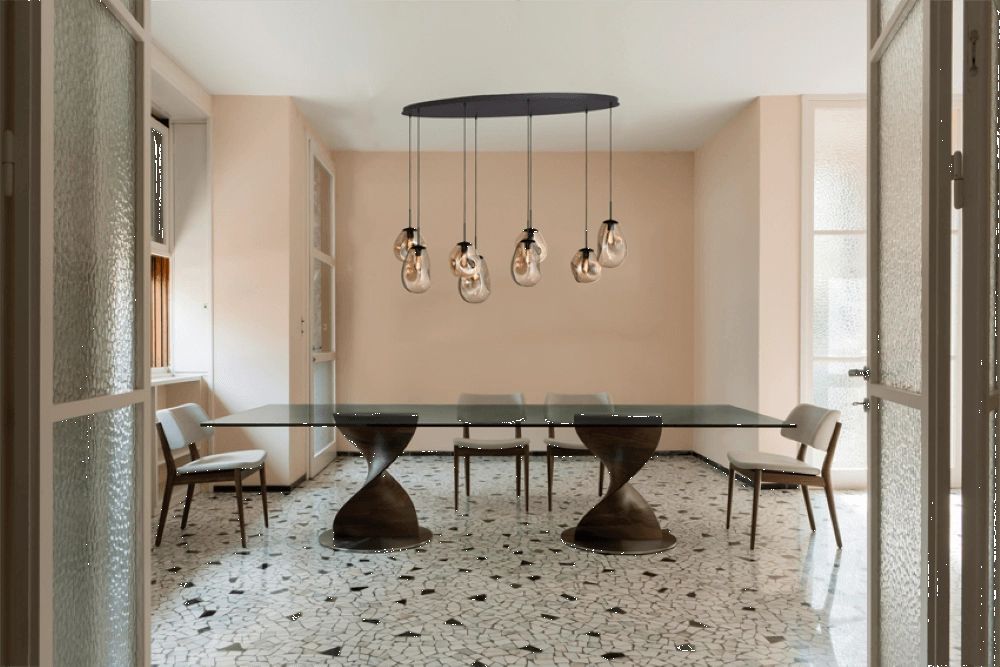 Lampe suspendue Lava Oval 8x verre doré Masterlight 8718121290188