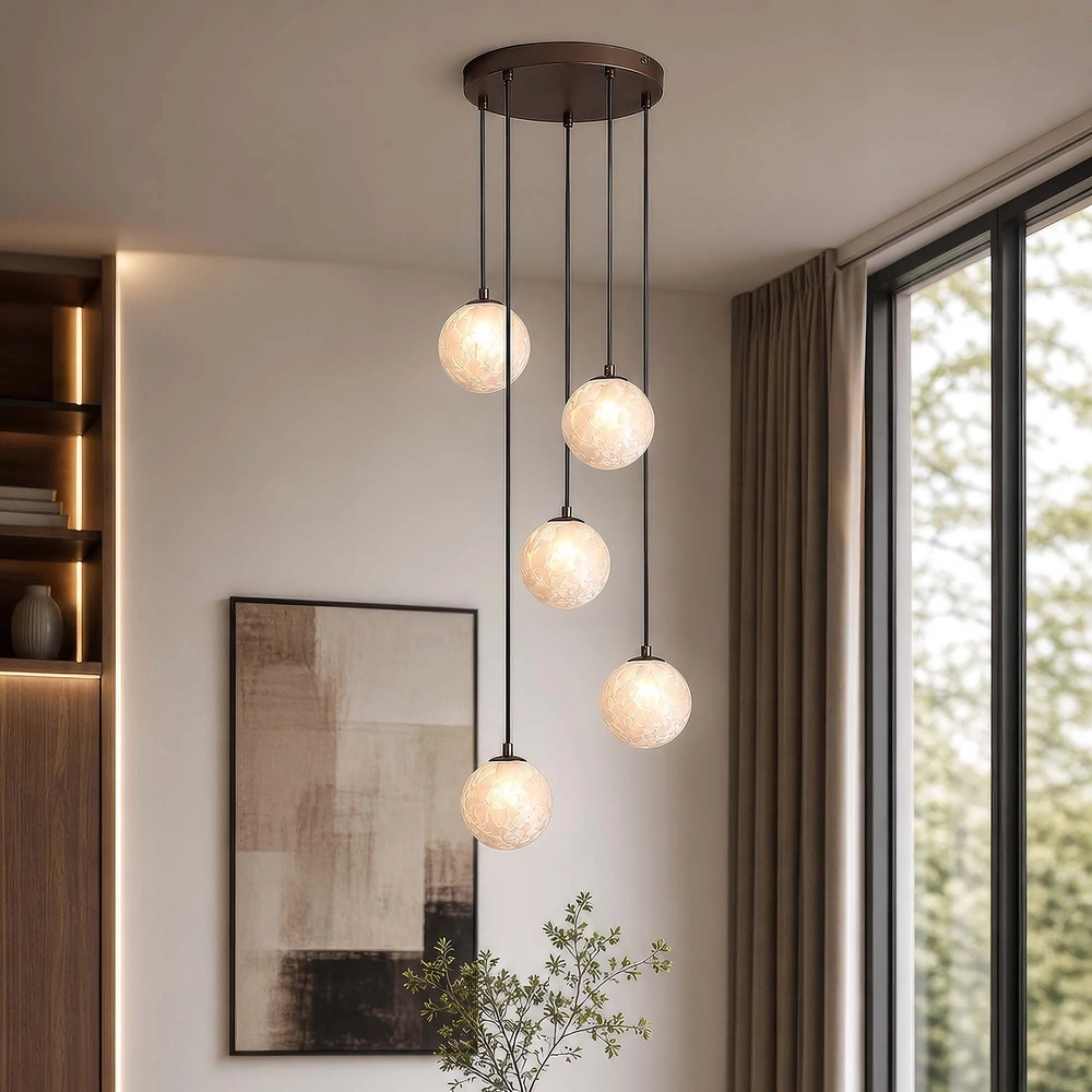 Lampe pendante de conception Frosty Bronze 5 légers Searchlight 5,05342E+12