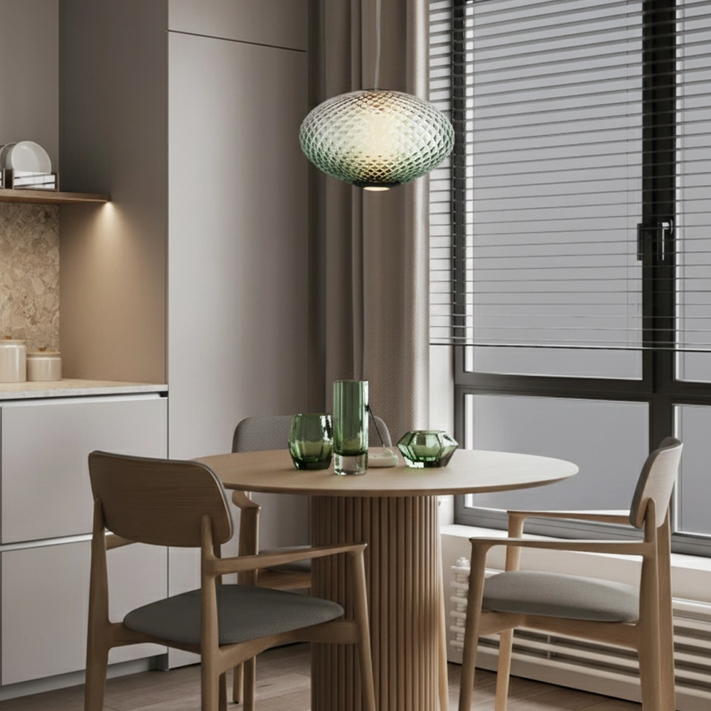 Suspension Aora Verre vert ovale