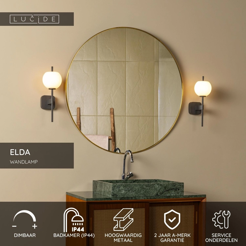 Lampe murale Elda Noir Lucide 5411212040633