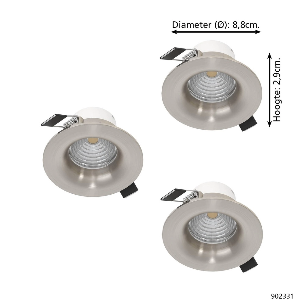 Lot de 3 spots encastrés Saliceto nickel Eglo 9008606358823