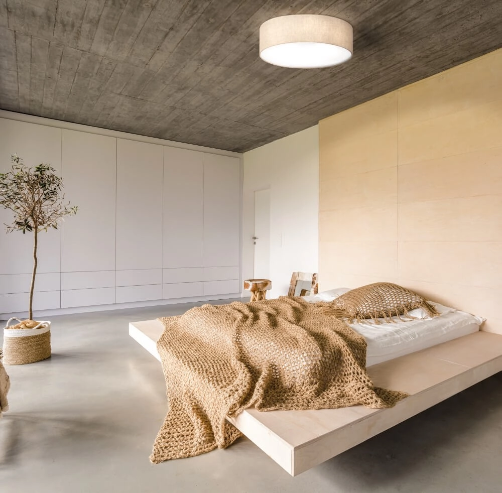 Plafonnier Ø 60cm Thor avec du lin couleur sable Fischer & Honsel 4003694209137