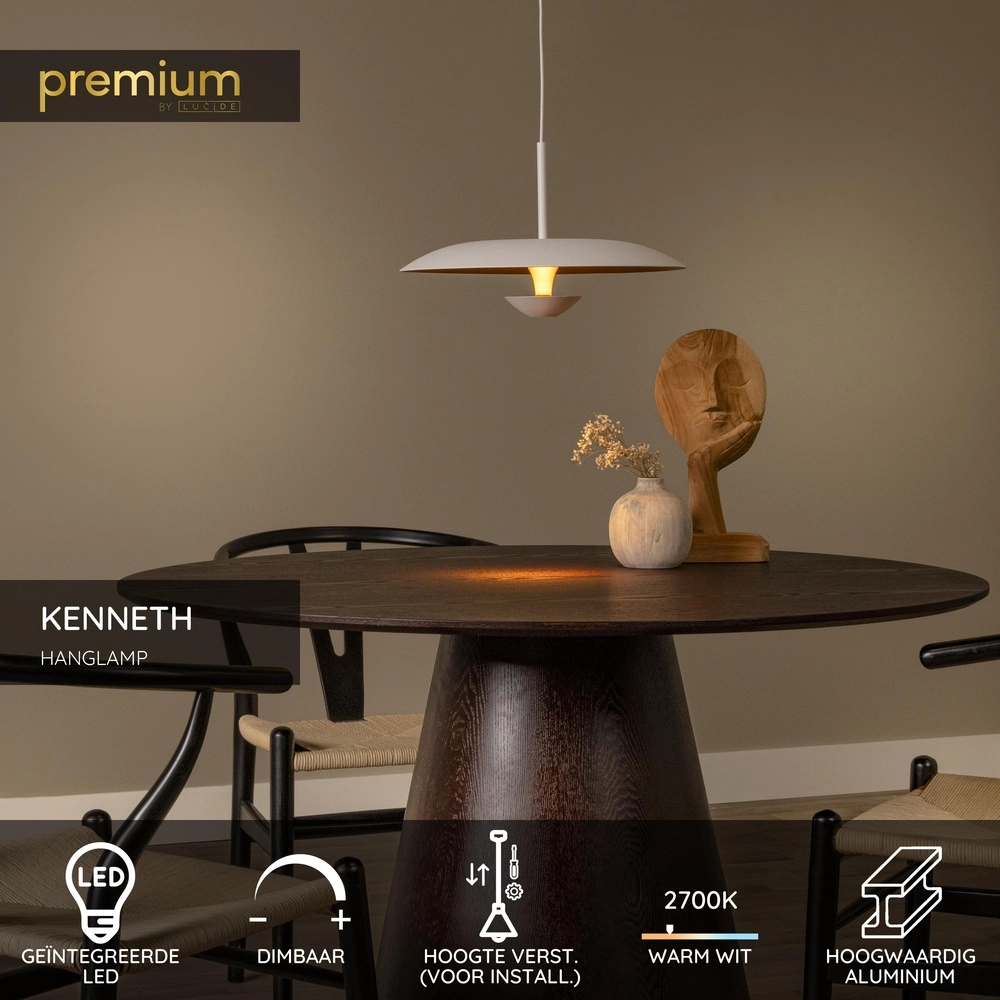Lampe pendante de conception Kenneth blanc Ø 40cm Premium by Lucide 5411212410474