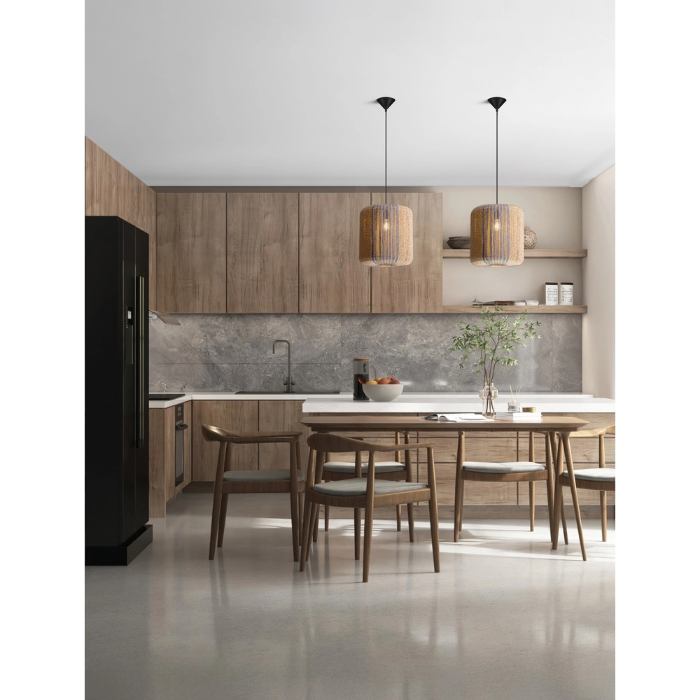 Suspension Abby Ø 33cm bleu avec marron Lyora 5212017477316