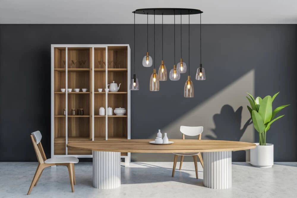 Lampe suspendue 8 lumières Divine plusieurs couleurs de verre Searchlight 5053423250663