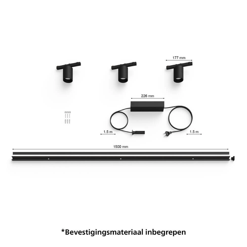 Hue Perifo - White and color lot de 3 spots muraux noirs Philips 8719514407848