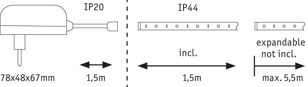 2700K MaxLED 250 1,5m set - IP44 Paulmann 4000870798683