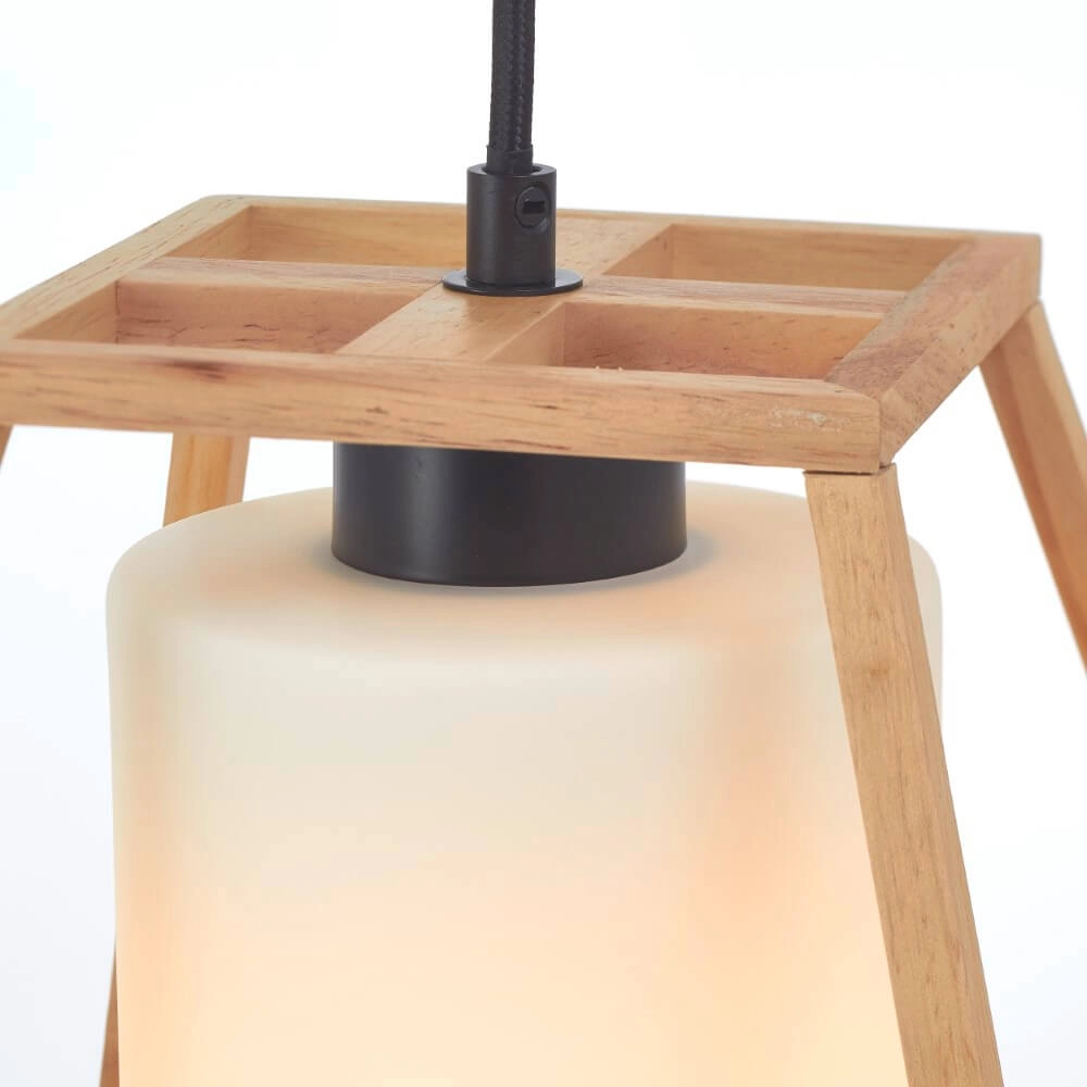Lampe suspendue en bois Giseh pyramide 23 x 23cm Brilliant 4004353428470