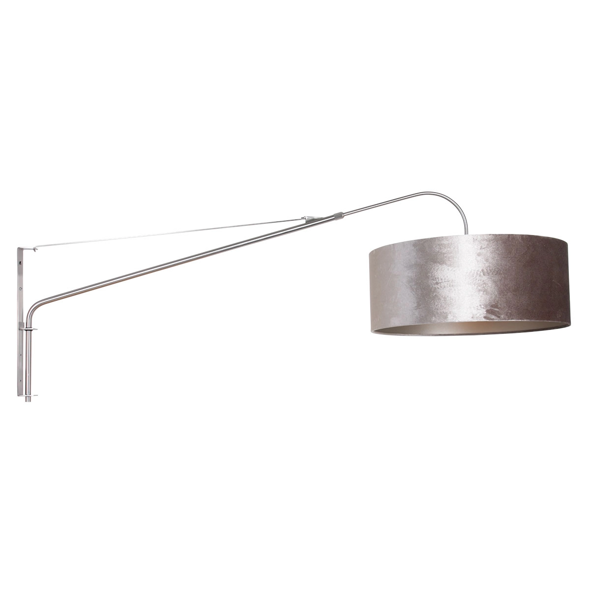Applique Elegant Classy 50 cm en acier inoxydable avec abat-jour en velours taupe