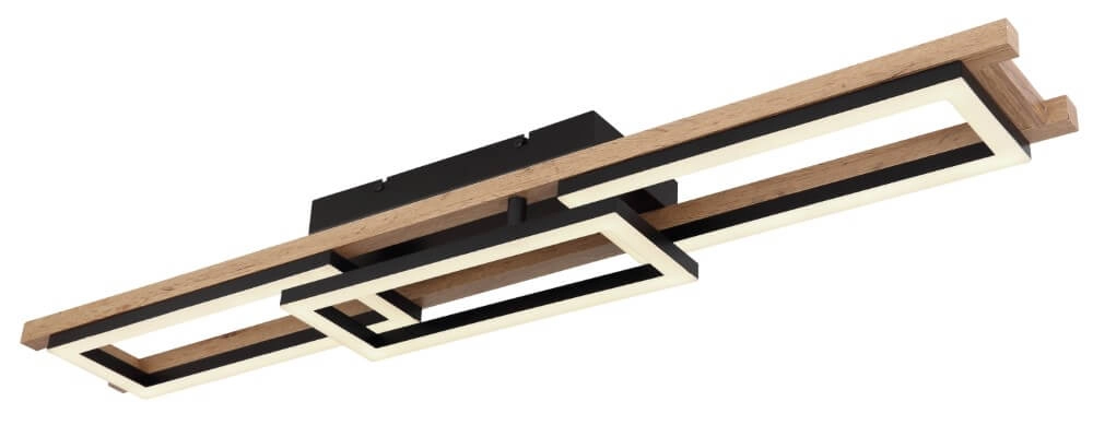 Plafonnier Illa 100 cm noir avec bois Plafonnier Illa 100 cm noir avec bois
