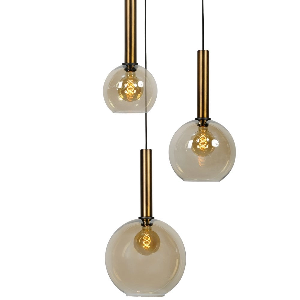 Lampe suspendue noire Bella 3 lumières avec de l'or Masterlight 8718121255361