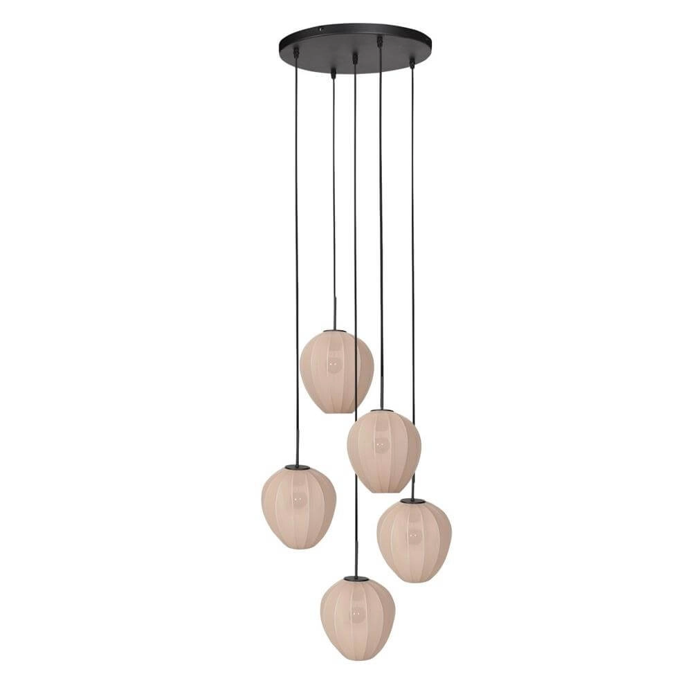 Suspension 5 lumières HaloSwap Capuches rondes noires et crème Steinhauer 8712746179644