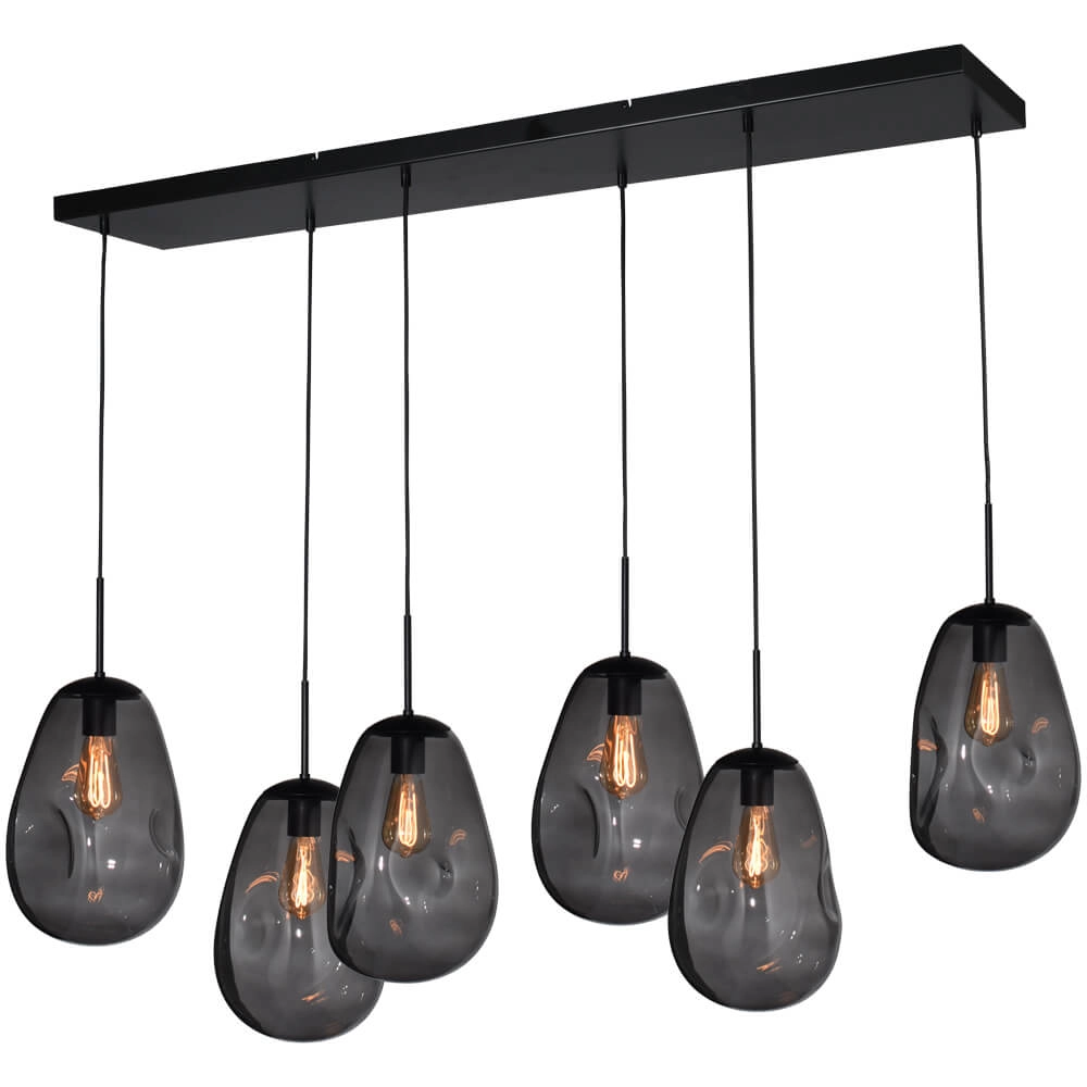 Lampe suspendue Lava 6x verre fumé Ø 22,5cm