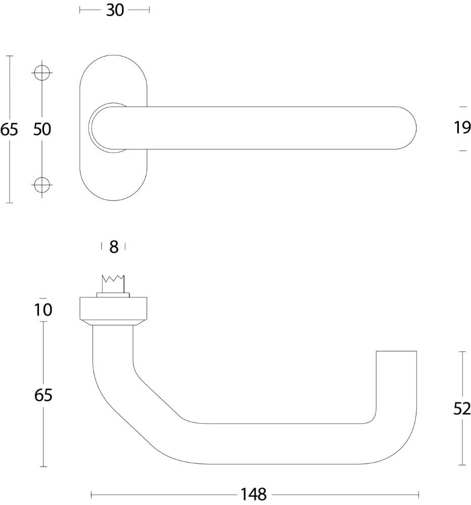Poignée Verkropt Rosace ovale en acier inoxydable Intersteel 8714186051016