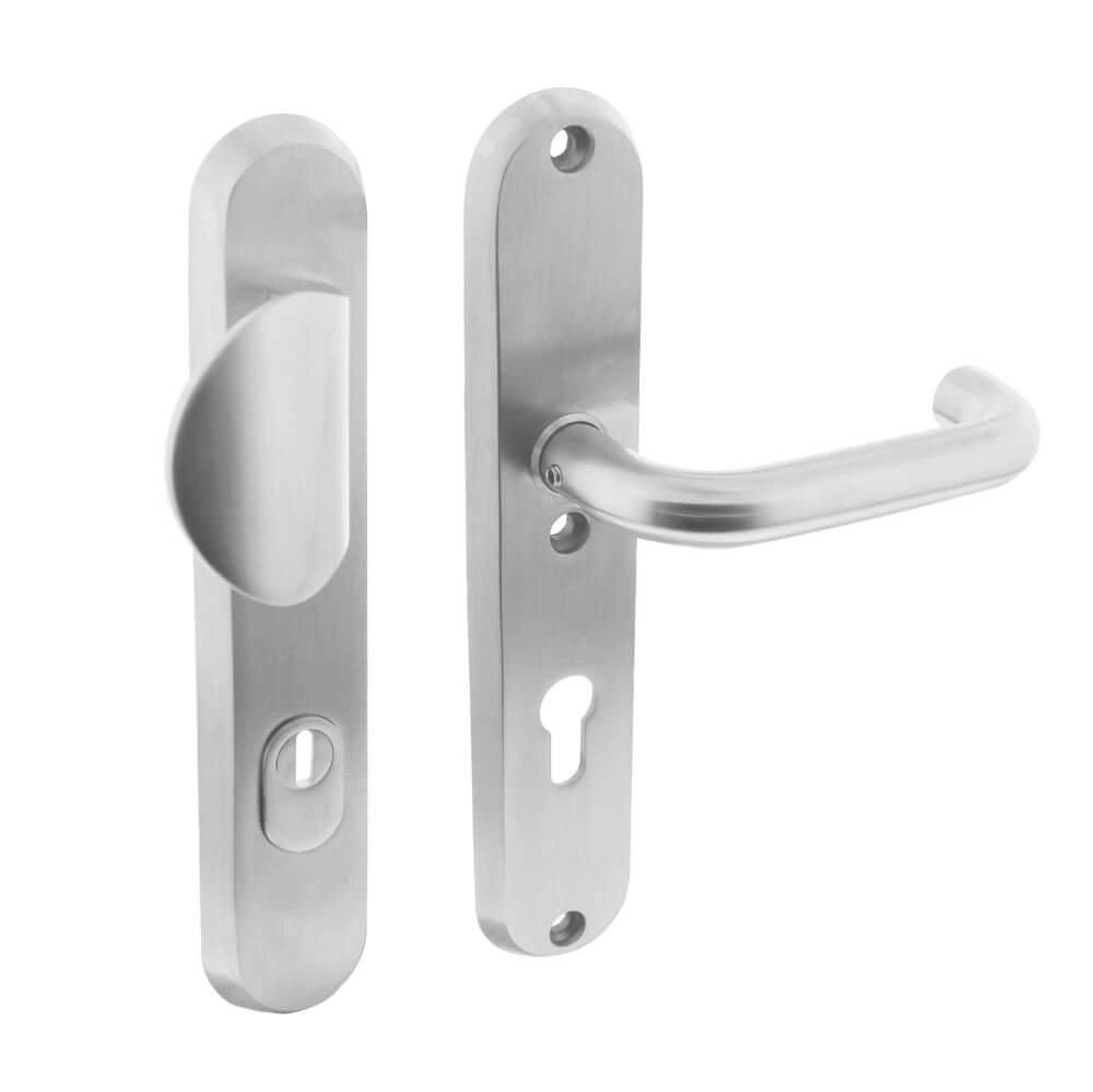 Ferrures de porte d’entrée Vurano protection contre la traction ovale PC 72mm acier inoxydable Ferrures de porte d’entrée Vurano protection contre la traction ovale PC 72mm acier inoxydable
