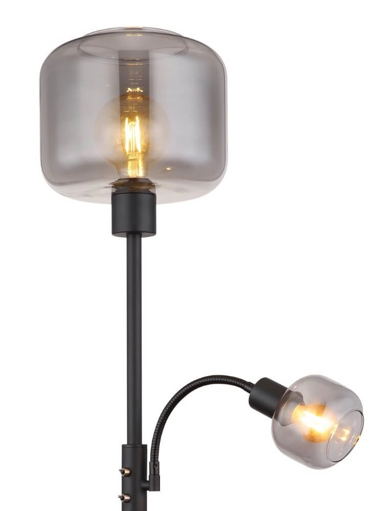 Lampadaire noir Giuseppe verre de fumée Globo 9007371438228