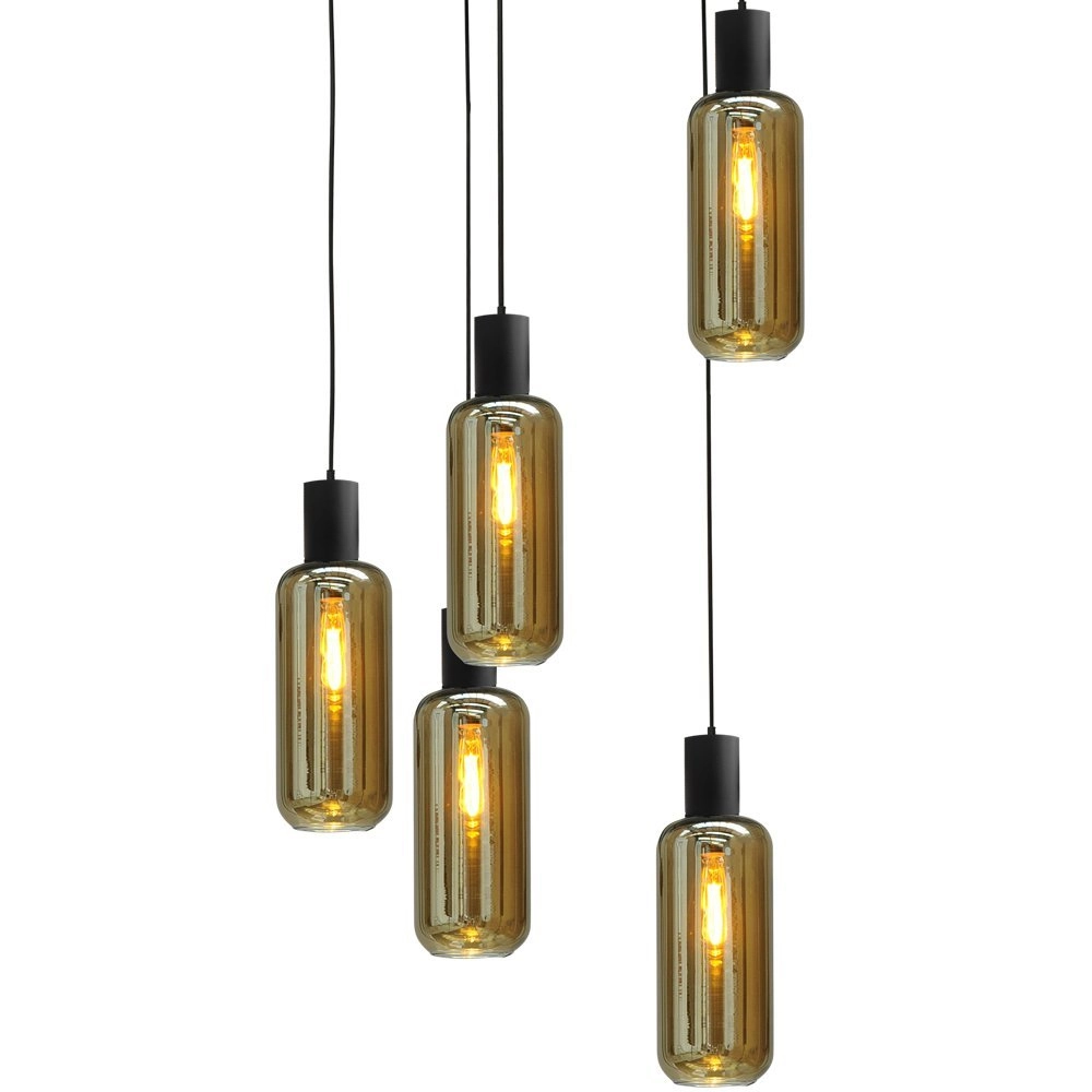 Lampe suspendue Bounty 5 lumières noir Masterlight 8718121247793