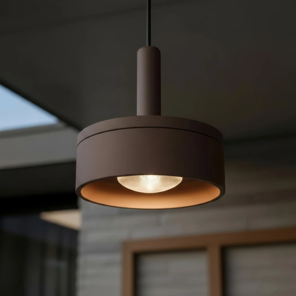 Lampe pendante de conception Lenz brun rouille Ø 11cm IP54 Lucide 5411212334091