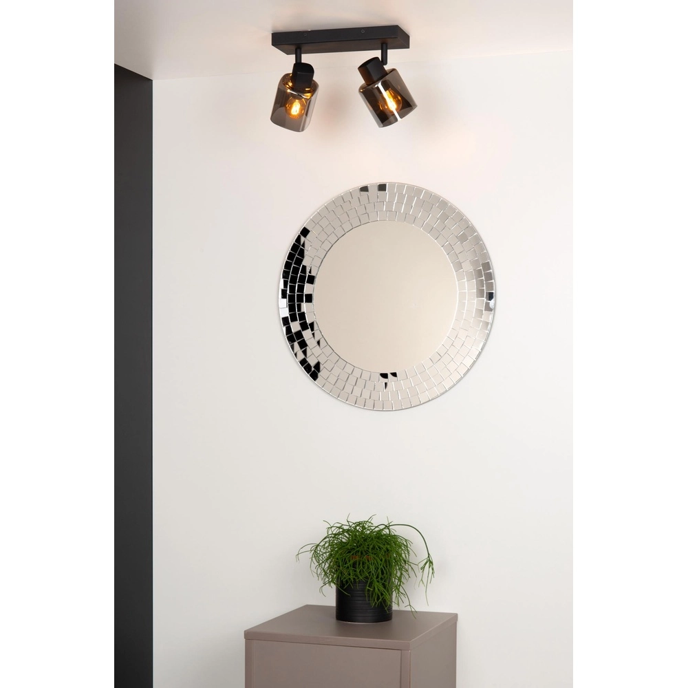 Lampe de plafond Alion Noir à deux lumières avec verre fumé Lucide 5411212176998