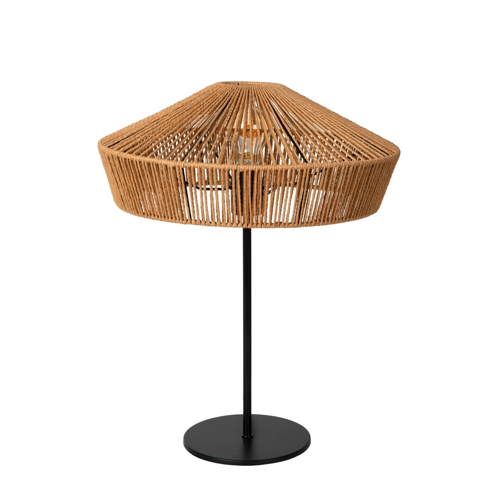 Lampe de table Yunkai Ø 40 cm noir avec rotin