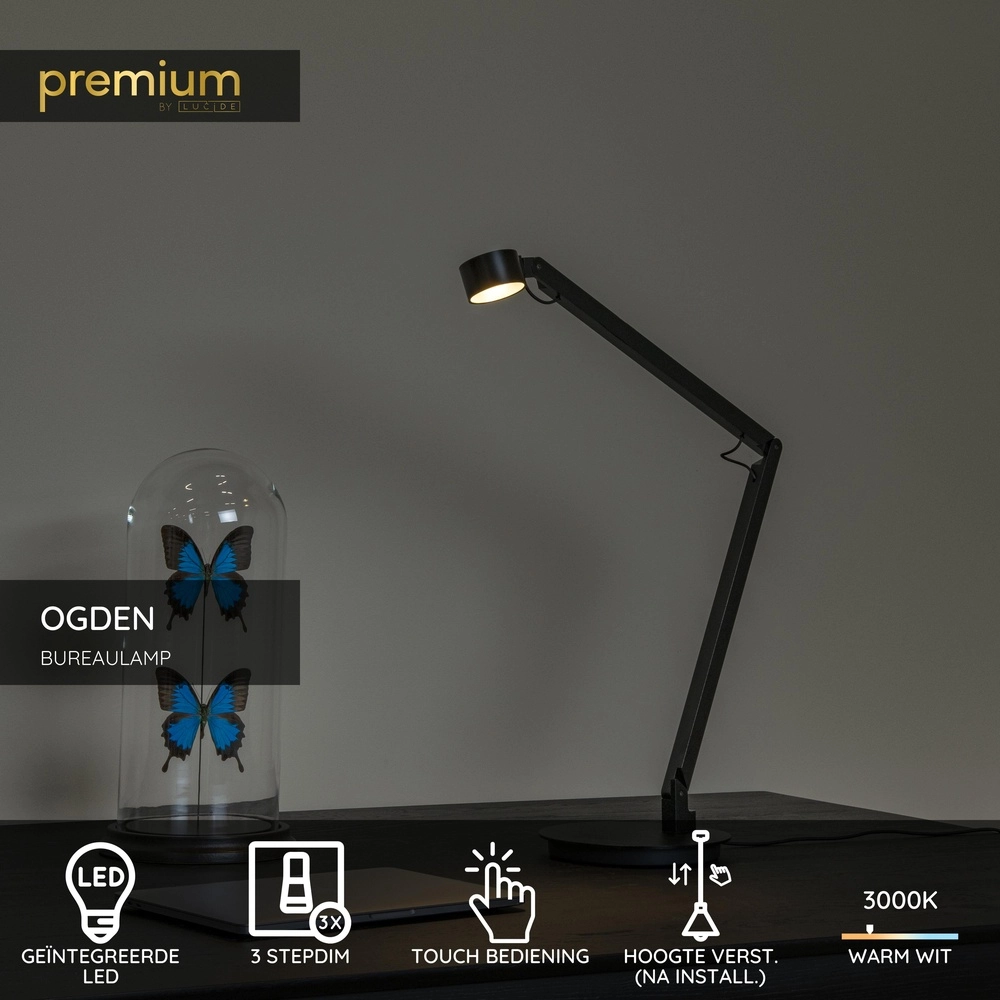 Lampe de bureau Ogden Noir Premium by Lucide 5411212560292