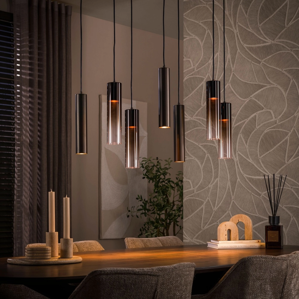 Lampe suspendue élégante Lungo Sienna Brown 7-Lights