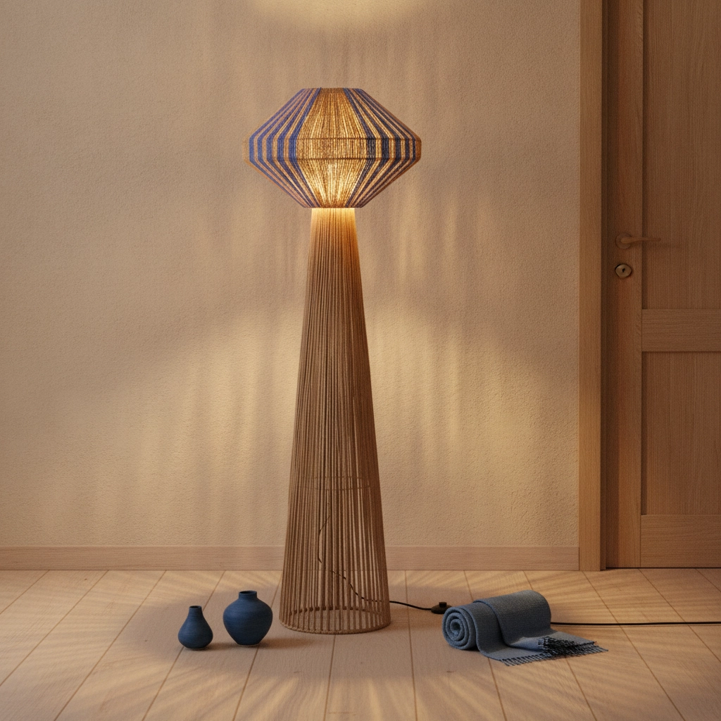 Lampadaire Abby Ø 50cm marron avec bleu