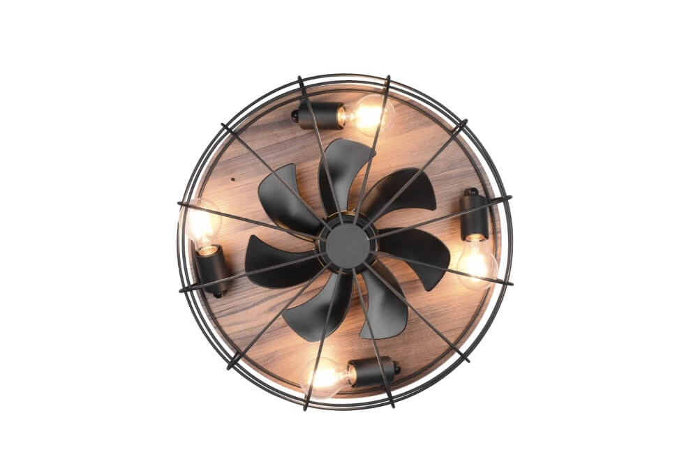 Ventilateur de plafond Trondheim noir avec du bois Trio 4017807529586
