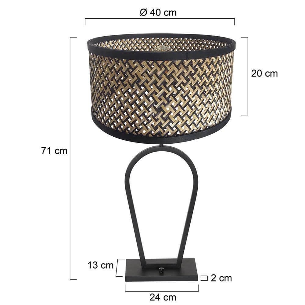 Lampe de table Stang noir avec abat-jour en bambou Ø 40cm Steinhauer 8712746172508