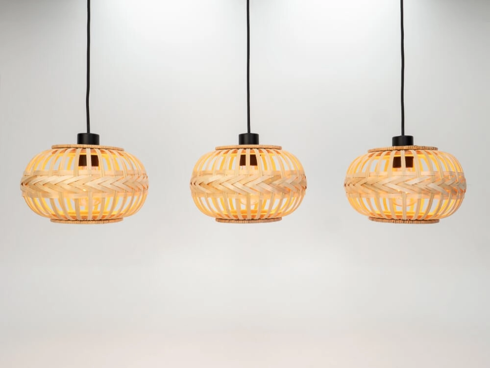 Lampe suspendue 3 lumières en rotin Amsfield 1 Eglo 9002759438630