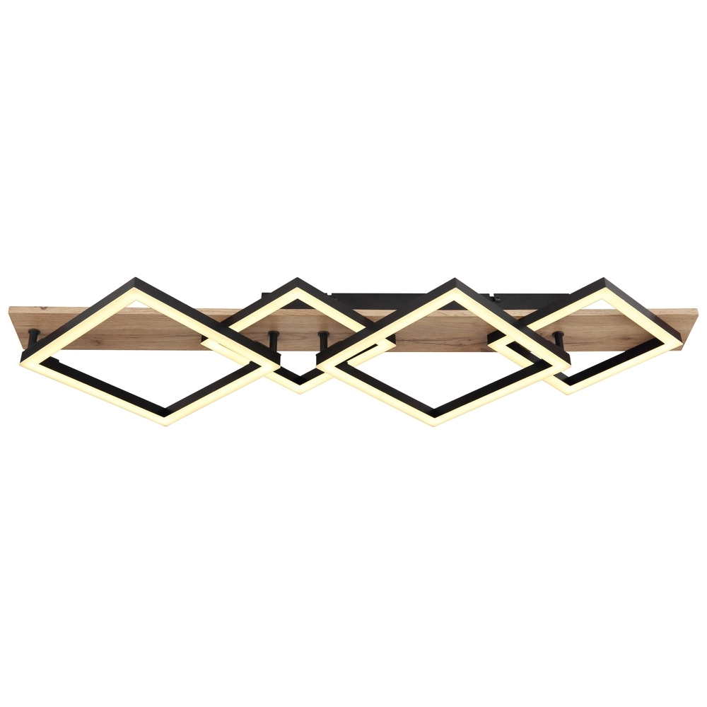 Lampe de plafond Beatrix 82 cm carrés noirs avec du bois Globo 9007371448395