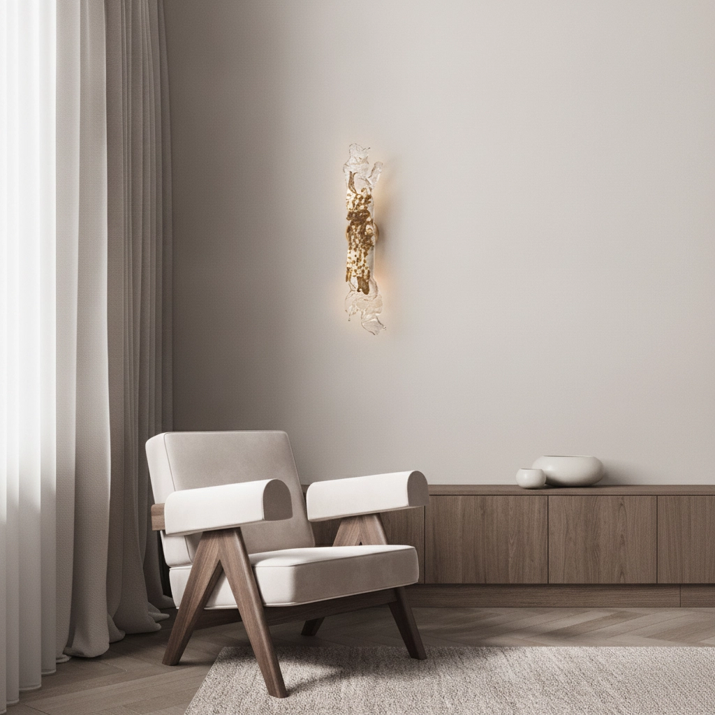 Lampe murale dorée Avesa avec du verre transparent