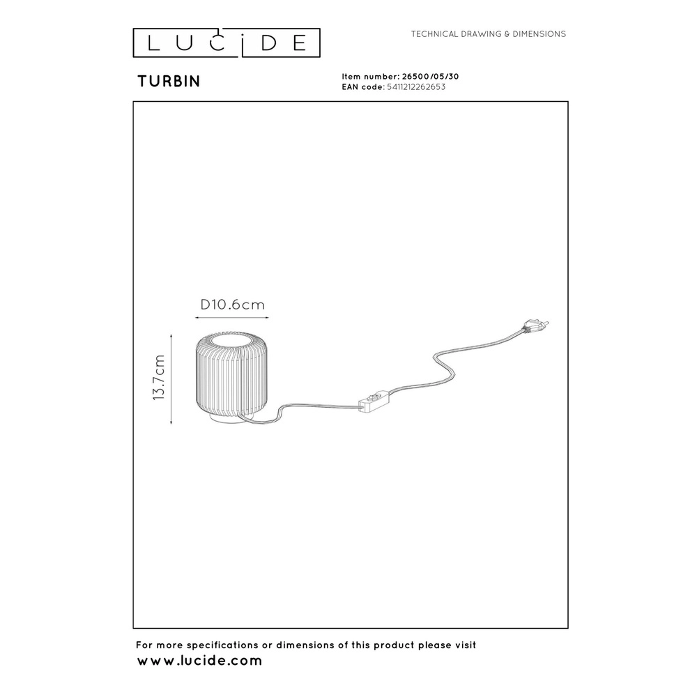 Lampe de table Turbin Noir Lucide 5411212262653