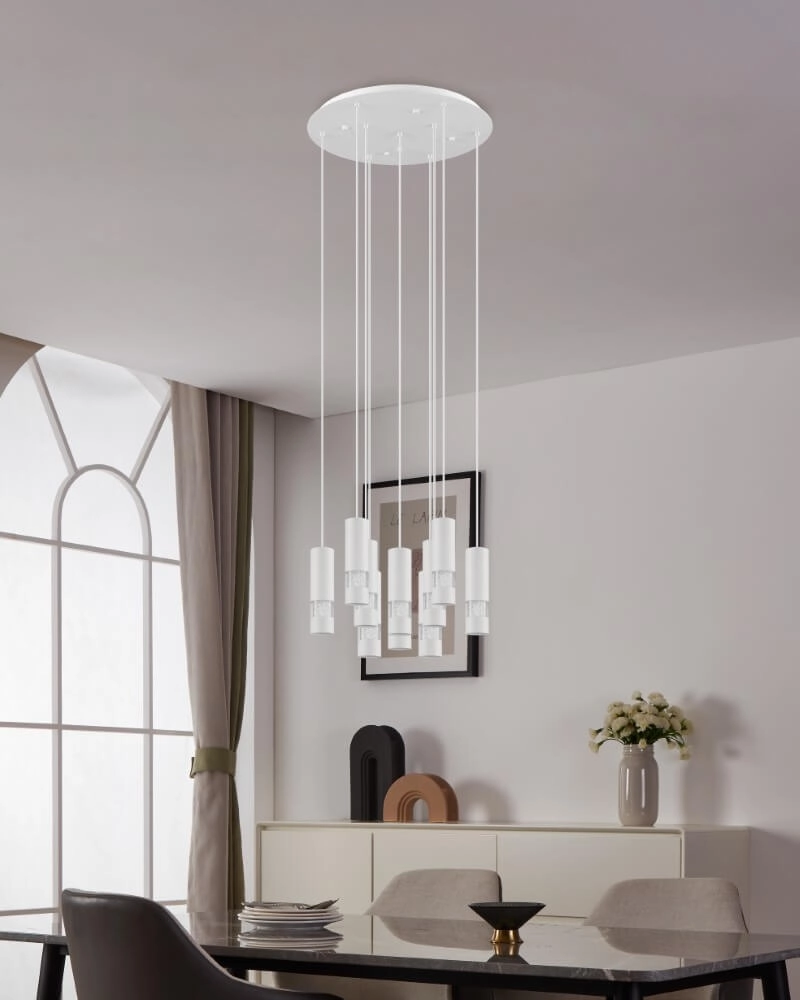Lampe suspendue ronde blanche Bernabeta 10 lumières Stars of Light 9002759397043