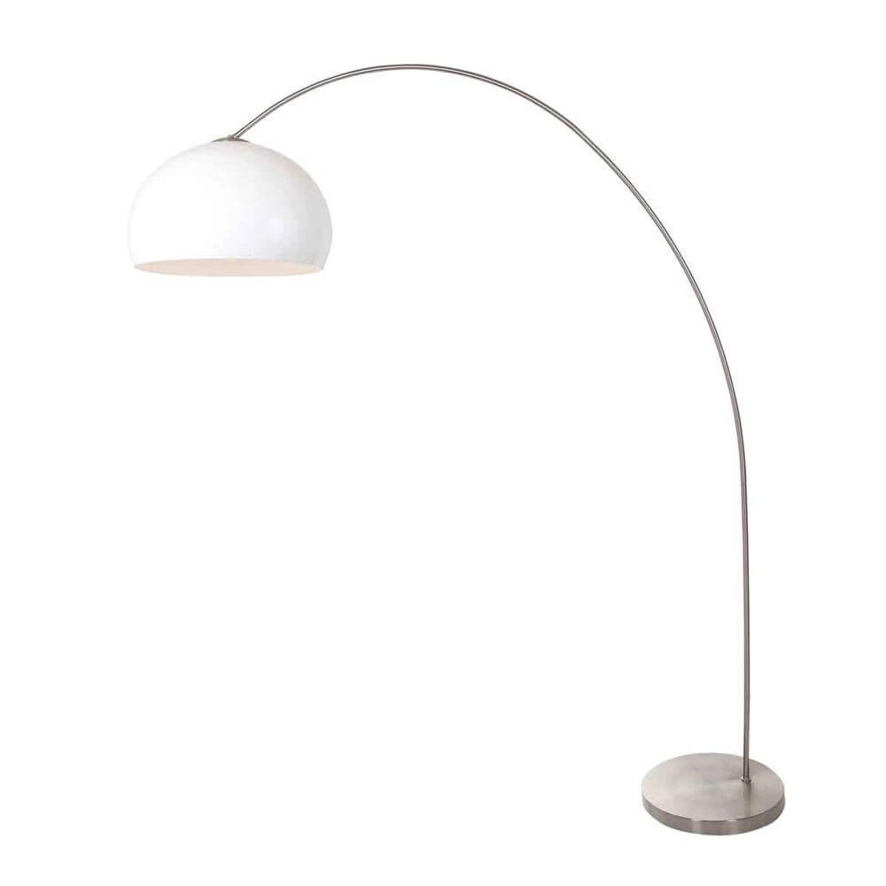 Lampe à arc Solva métal avec abat-jour en dôme blanc Steinhauer 8712746174939