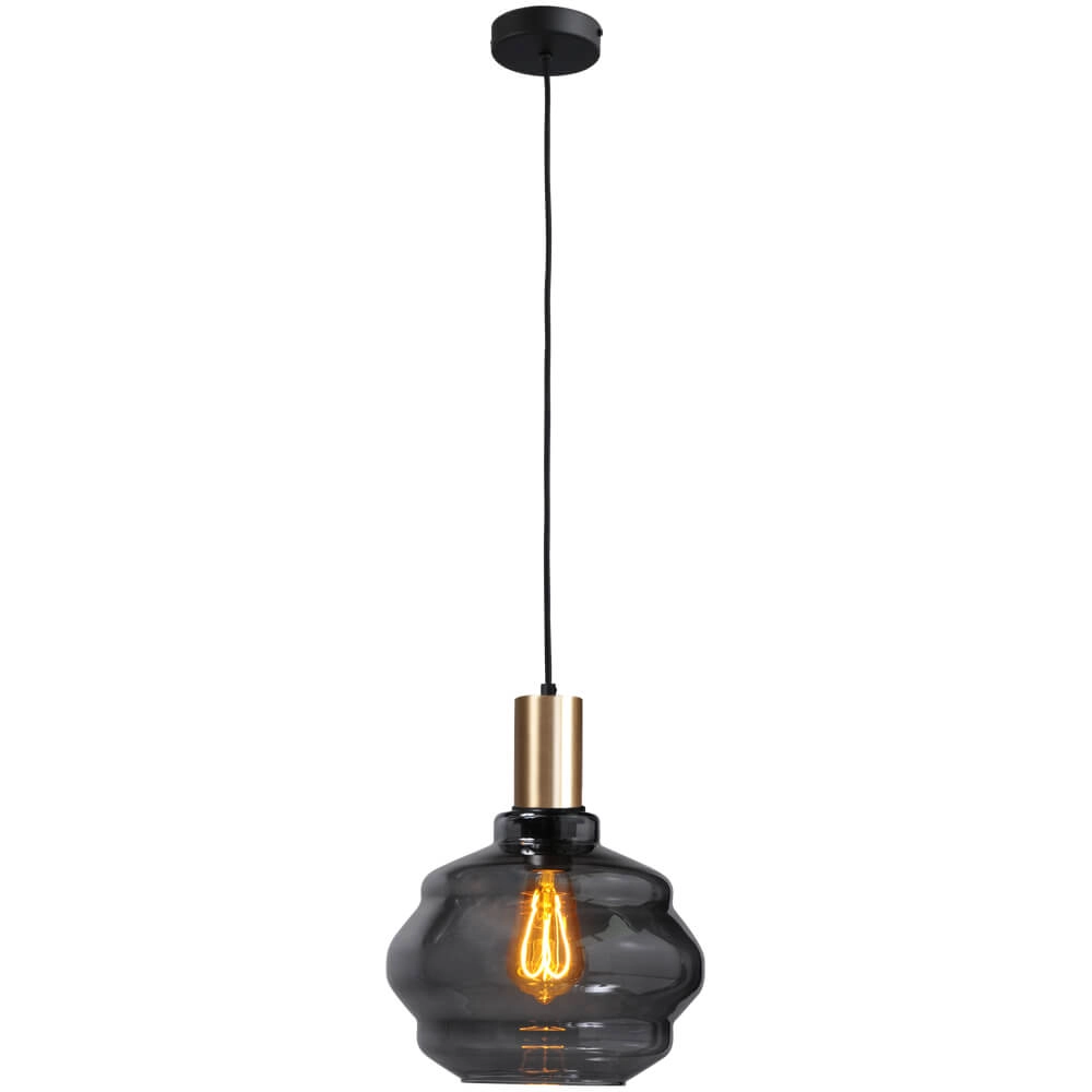 Lampe suspendue dorée Porto avec verre fumé Boule - Ø 24cm Masterlight 8718121269139