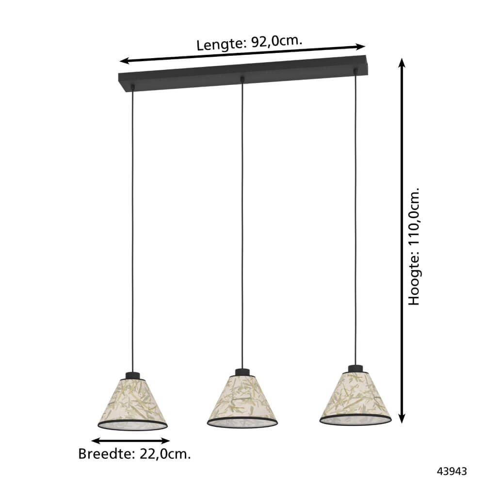 Lampe suspendue naturelle Oxpark 3 lumières Eglo 9002759439439