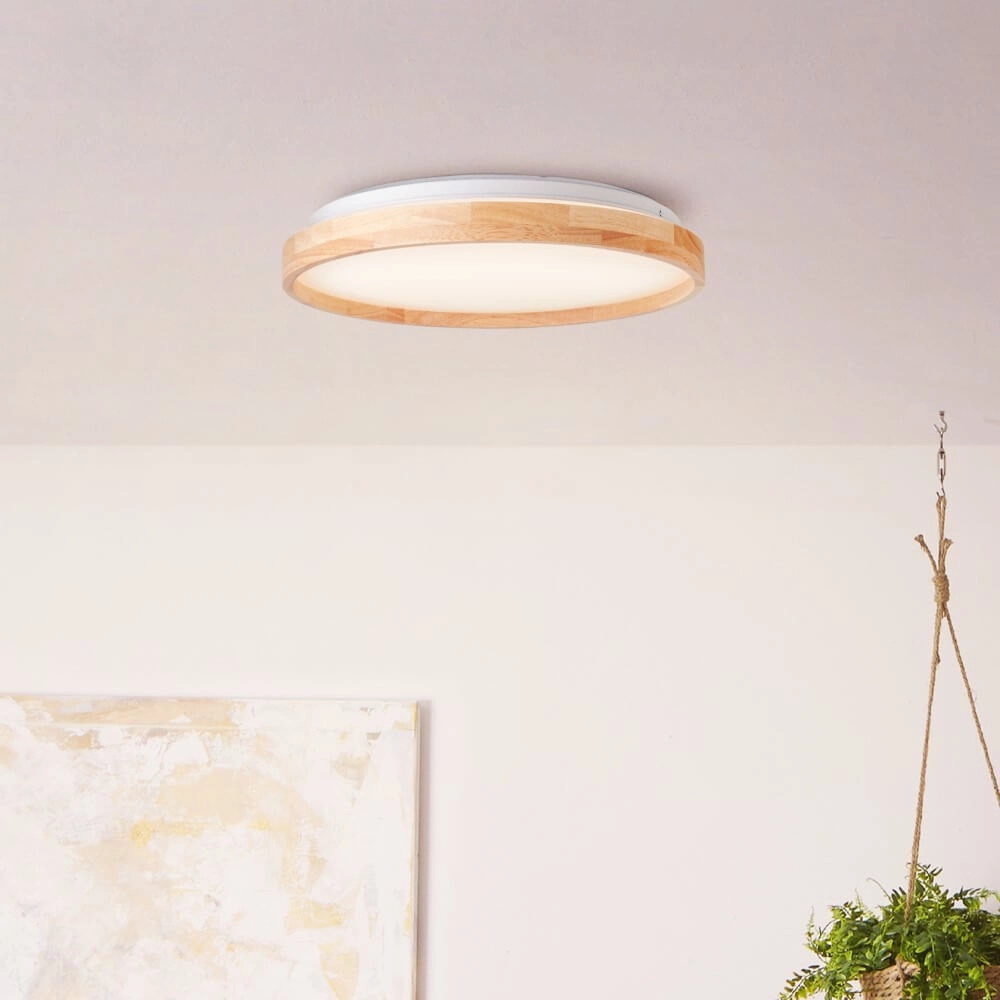 Plafonnier Alson Ø 39,5cm blanc avec bois Brilliant 4004353411335