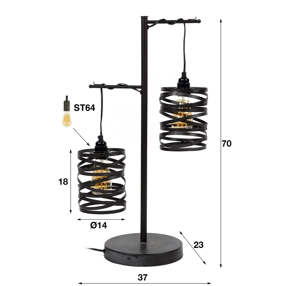 Lampe de table de campagne Spindle 2x E27 - gris ardoise Lyora 8716803513020