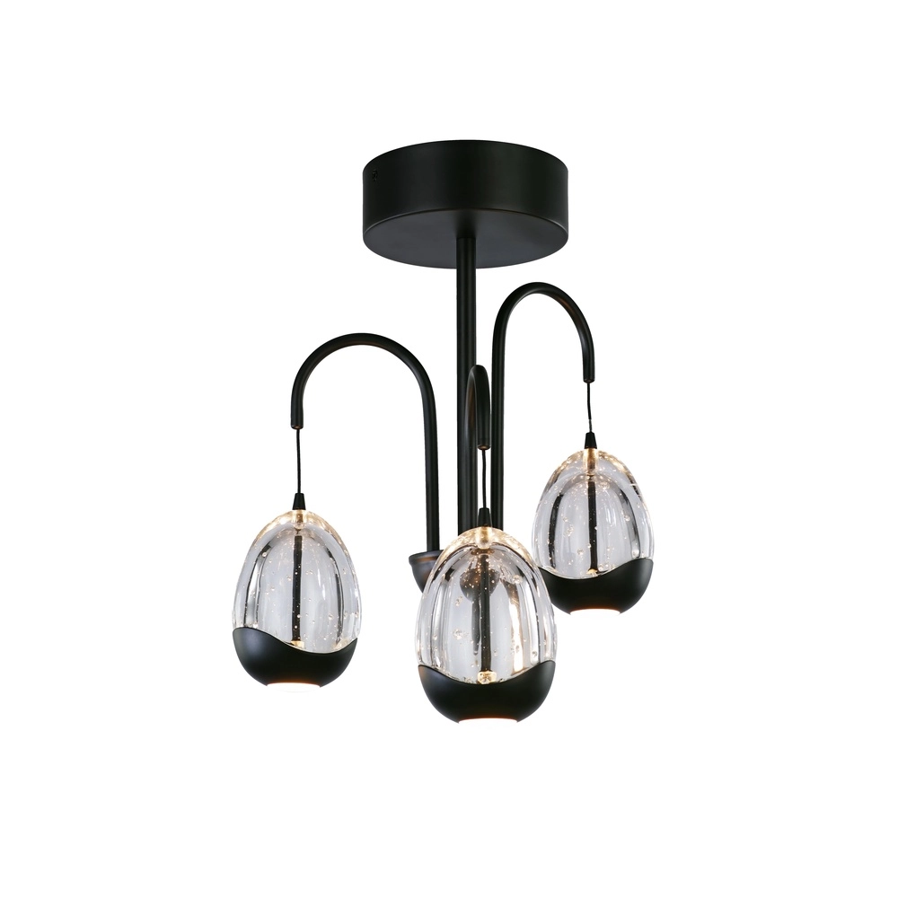 Plafonnier Clear Egg noir 3 lumières Plafonnier Clear Egg noir 3 lumières