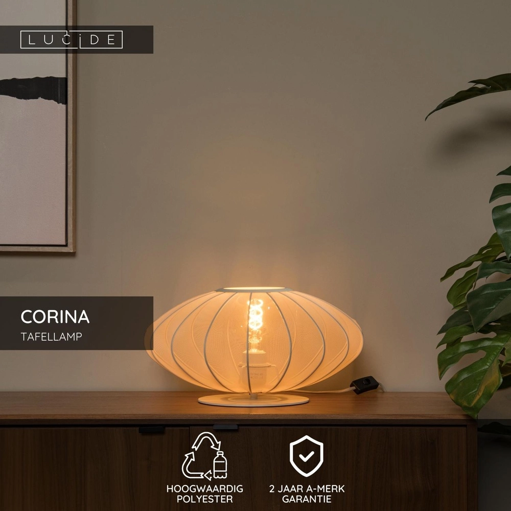 Lampe de table Corina brun sable Ø 40cm Lucide 5411212032058