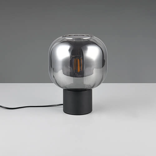 Lampe de table tendance Diva noir avec verre fumé Trio 4017807614596