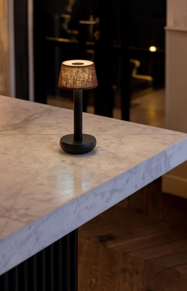 Lampe de table rechargeable Two Black Brown lin Humble 7446023312370