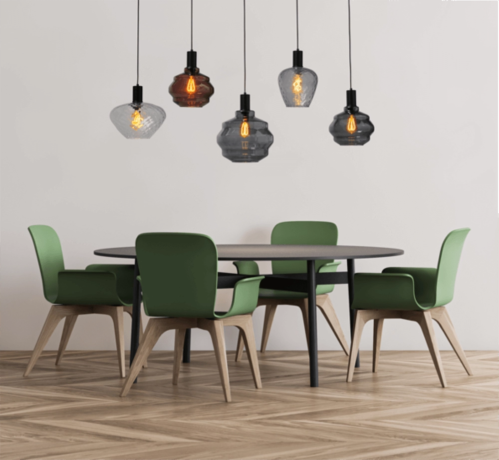 Lampe suspendue 5 lumières - noire - Porto avec des lunettes différentes Masterlight 8718121270395